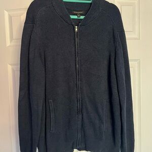 Banana Republic Men's Dark Blue Zip-Up Sweater